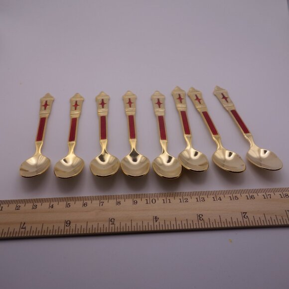 Stainless Steel Japan Red and Gold 4.5 Inch Long Spoons - Picture 3 of 7